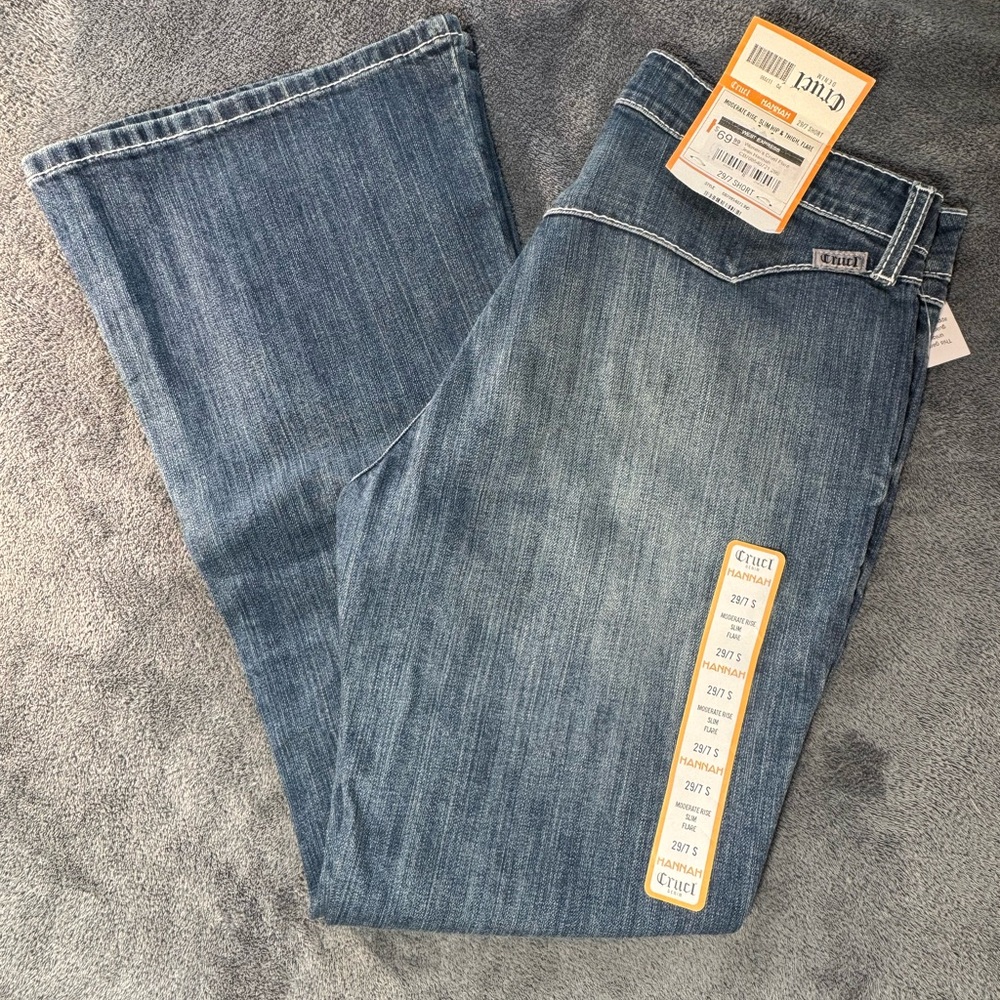 Cruel “Hannah” Denim Flare Jeans in Classic Blue